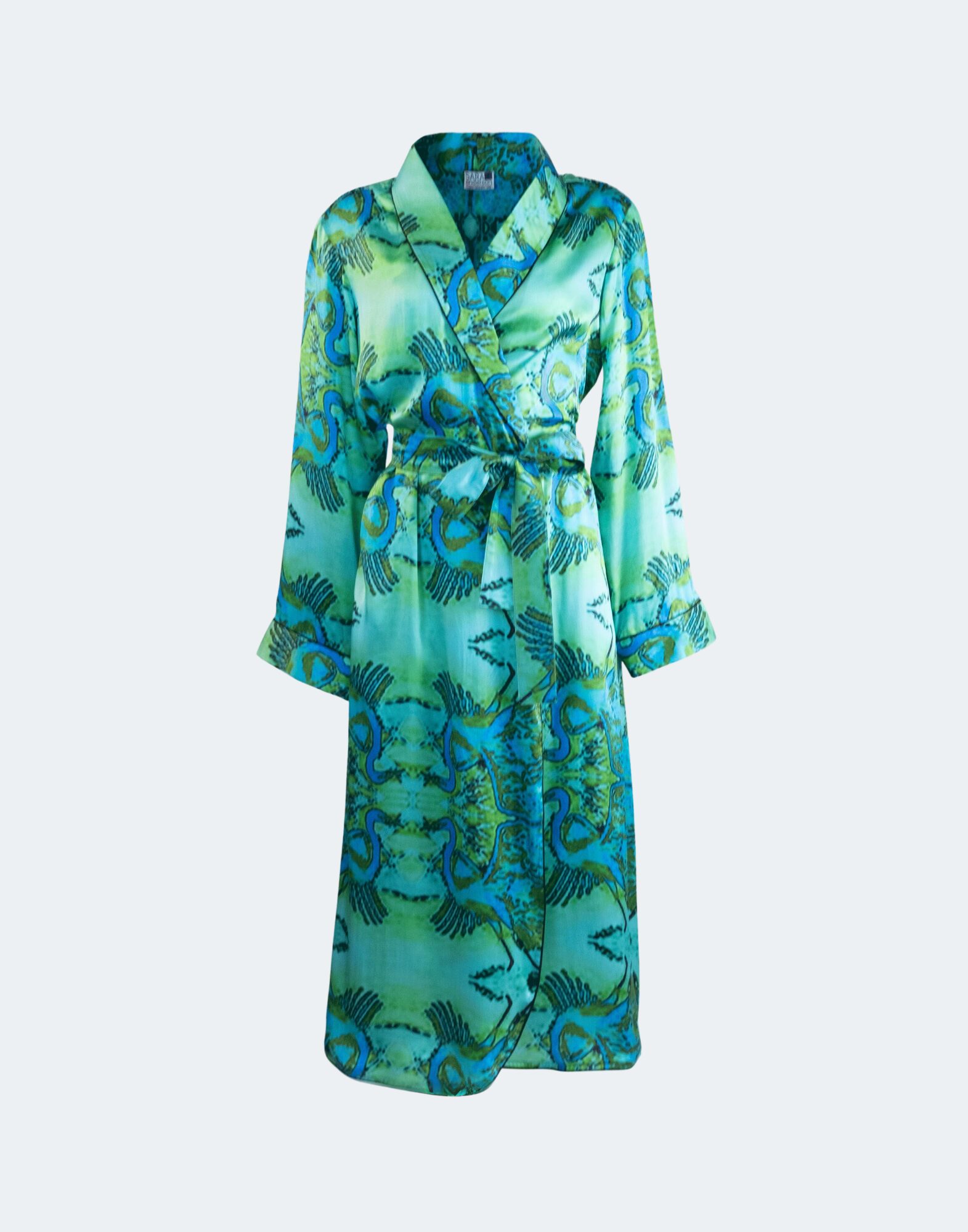 robe in blue/green print