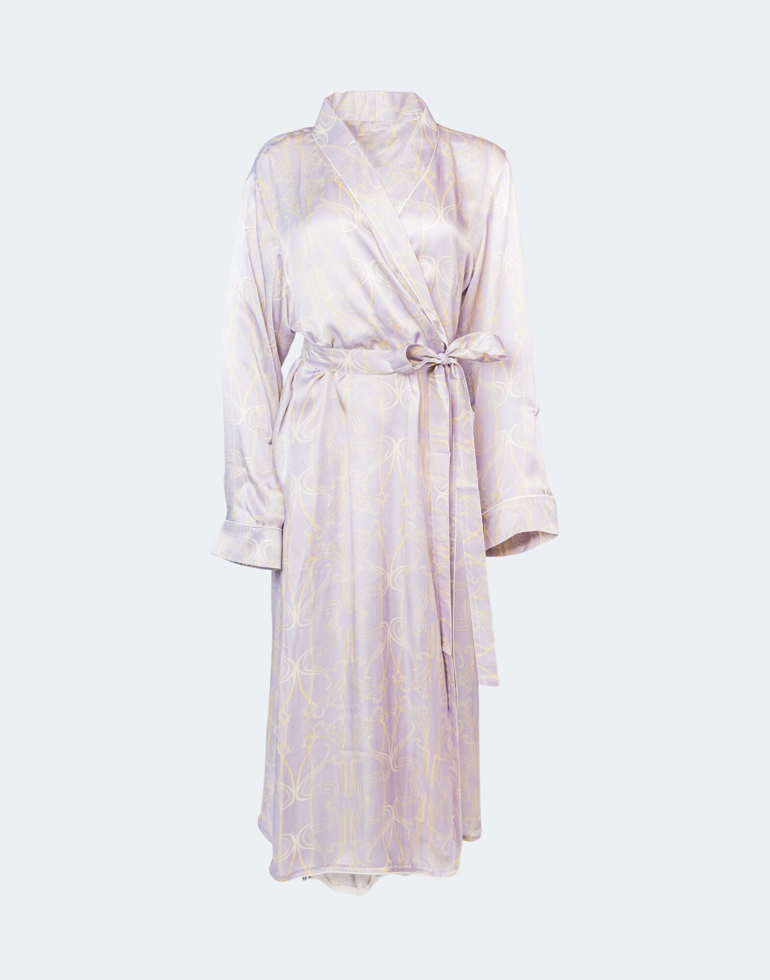 very pale silvery lavender robe in art nouveau robe