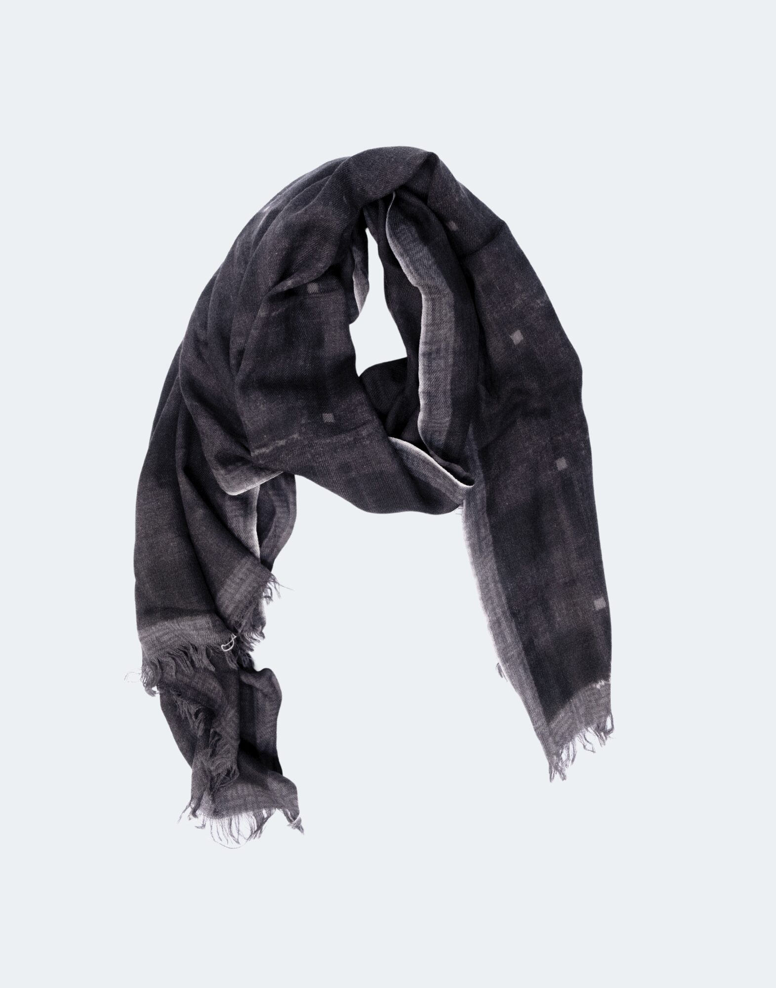 black scarf with small gray checks
