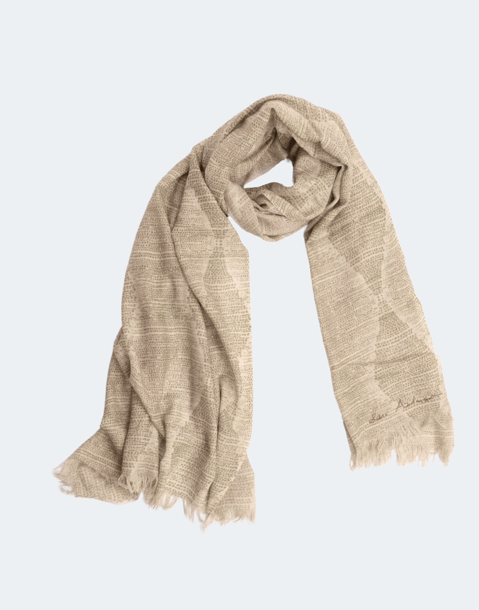 tan patterned scarf