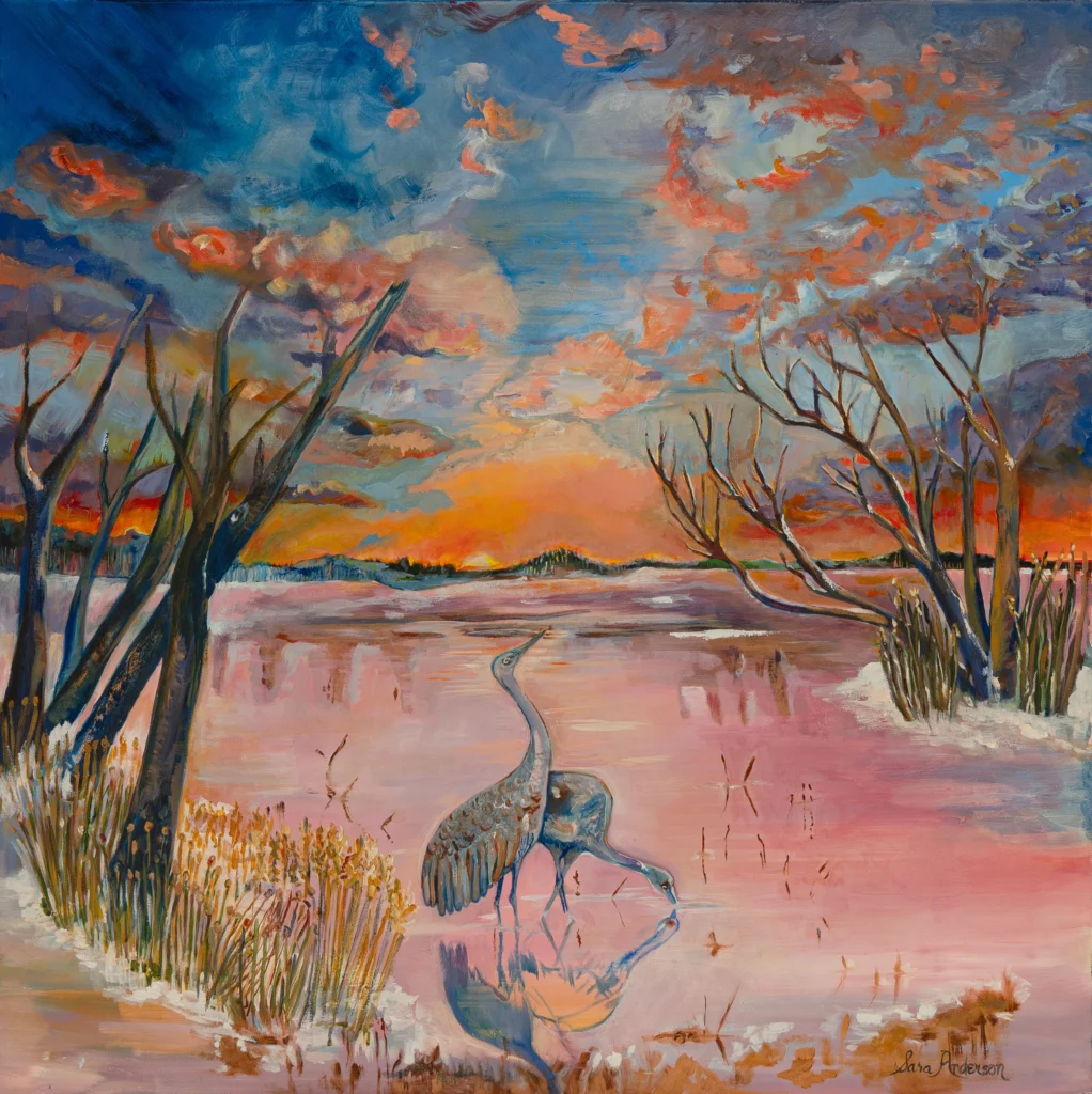 Silver Herons on the Lake